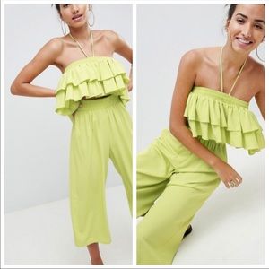 ASOS Chartreuse Green Bandeau Cut Out Jumpsuit